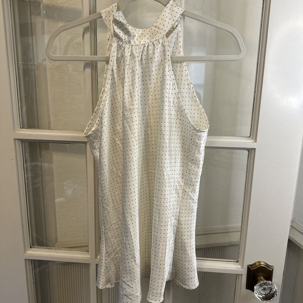 Women's M Polka Dot Halter Top Blouse Shiny